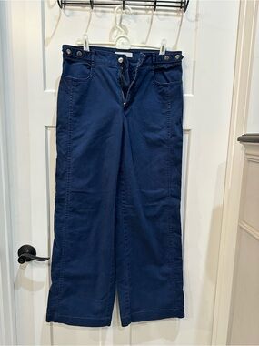 LOFT Size 6 Wide Leg Navy Cotton Pants